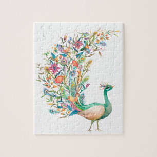 Puzzle Magnifique paon vert à l'aquarelle