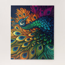 Magnifique Peacock Coloré, Style Art Déco