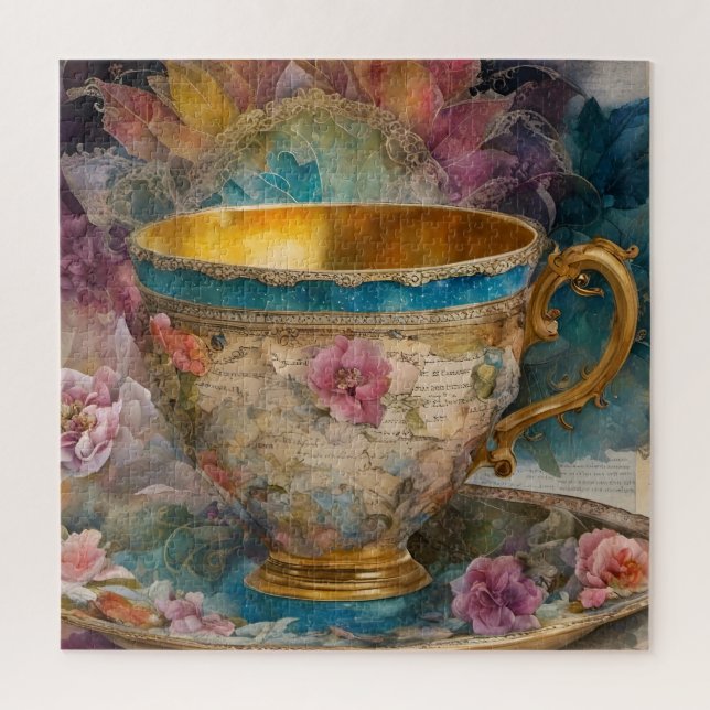 Puzzle Magnifique Teacup Mélange De Peinture Média (Vertical)
