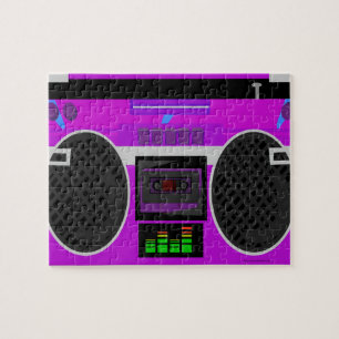 Puzzle Magnifique Violet Illustré Boombox des années 80