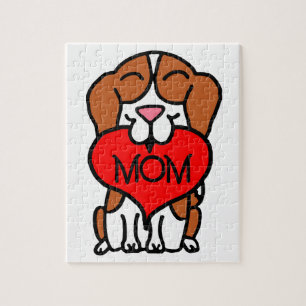 Puzzle Main tiré Beagle Coeur maman