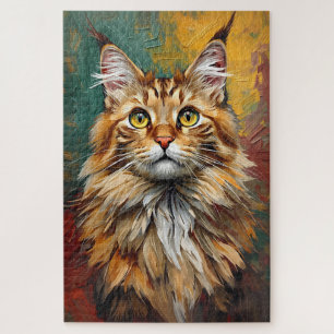 Puzzle Maine Coon Portrait de chat Vibrant peinture à l'h