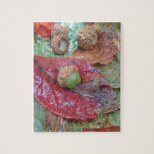 Puzzle Maïs vert sur une feuille rouge (Vertical)