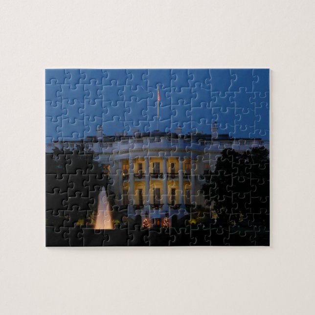 Puzzle Maison Blanche de Noël à la nuit à Washington DC (Horizontal)