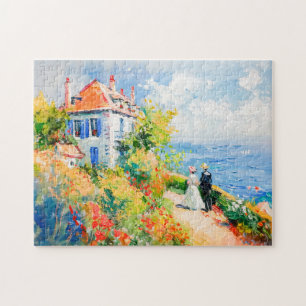 Puzzle Maison côtière avec fleurs Impressionniste paysage