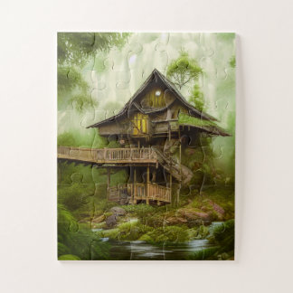 Puzzle Maison de cottage magique dans la verdure Scène Fo