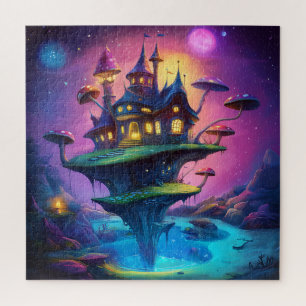 Puzzle Maison de Fée Champignon Magique et Île Flottante