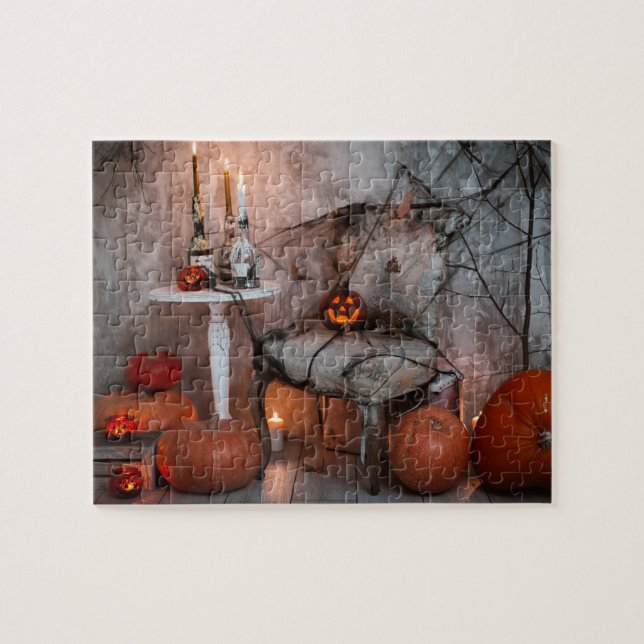 Puzzle Maison hantée Halloween bougies Citrouilles (Horizontal)