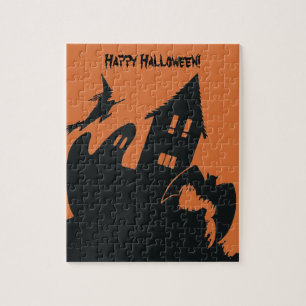Puzzle Maison hantée Halloween vintage sorcière fantôme c