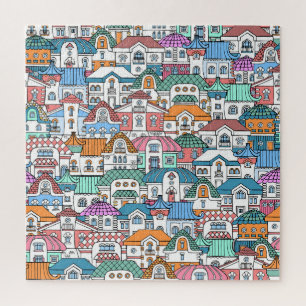 Puzzle Maisons à main : Motif Vintage coloré