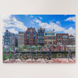 Puzzle Maisons à vélo le long du canal d'Amsterdam Pays-B