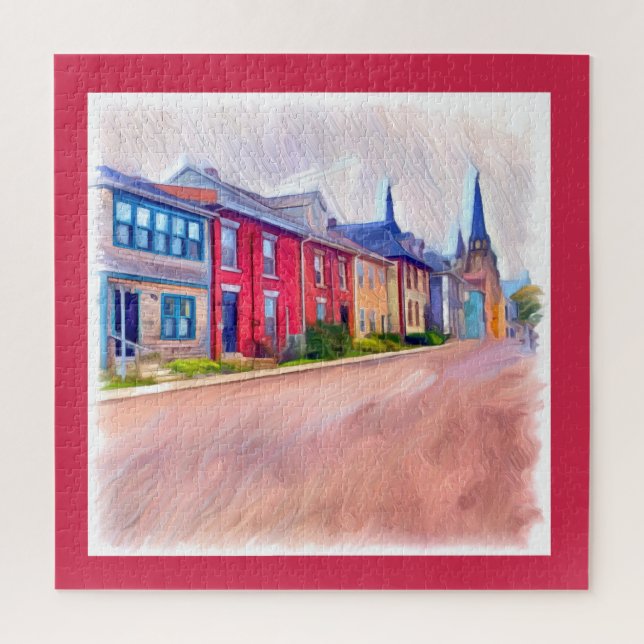 Puzzle Maisons Abstraites de rangées d'aquarelle (Vertical)