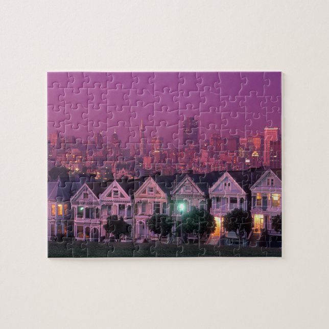 Puzzle Maisons de rangées au coucher du soleil à San Fran (Horizontal)