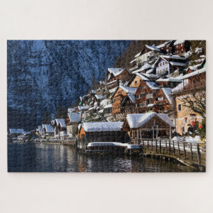 Puzzle Maisons en bois au bord du lac à Hallstatt, Autric