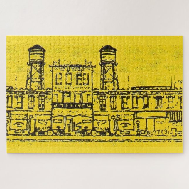 Puzzle Maisons et maisons de Yellowville et château d'eau (Horizontal)