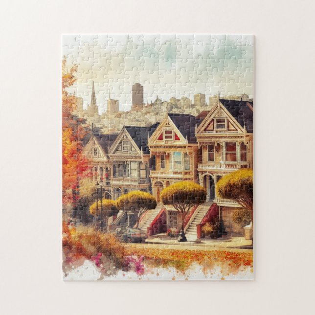 Puzzle Maisons victoriennes de San Francisco à l'automne (Vertical)