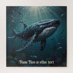 Puzzle Majestic Baleine bleue nager dans les profondeurs 