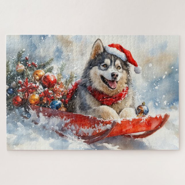 Puzzle Malamute d'Alaska dans la boue Laisser il neige No (Horizontal)