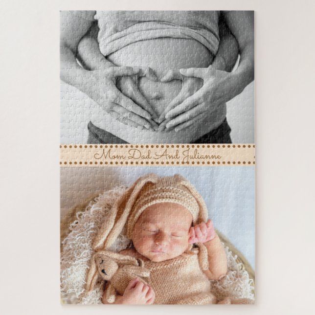 Puzzle Maman Enceinte Papa Et Nouveau Bébé (Vertical)