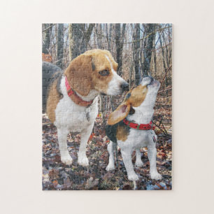 Puzzle Maman et chiot de beagle en bois