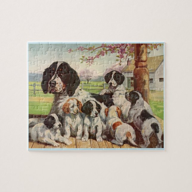 Puzzle maman et chiots de springer spaniel (Horizontal)