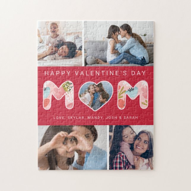 Puzzle Maman Heureuse Sainte-Valentin, Collage photo et f (Vertical)