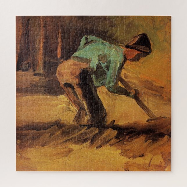 Puzzle Man Stooping with Stick, Spade de Vincent van Gogh (Vertical)