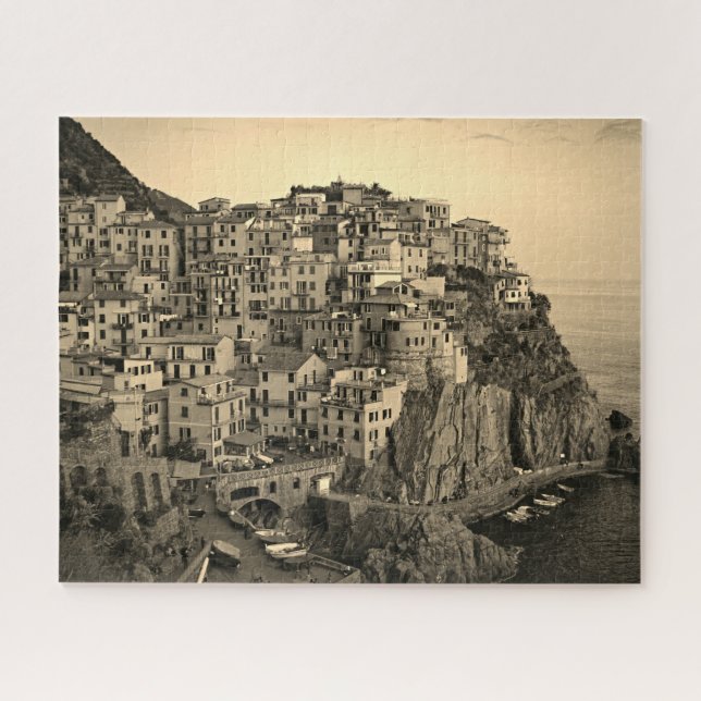 Puzzle Manarola en Sepia Tones - Italie - 16x20 - 520 pcs (Horizontal)