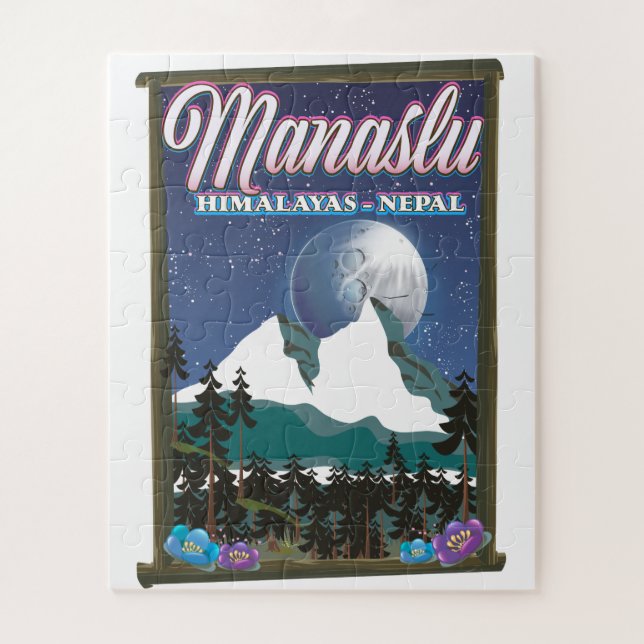 Puzzle Manaslu Himalayas Népal carte de l'affiche (Vertical)