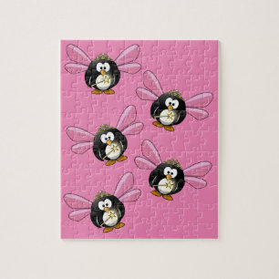 Puzzle Manchot ange rose avec baguette magique