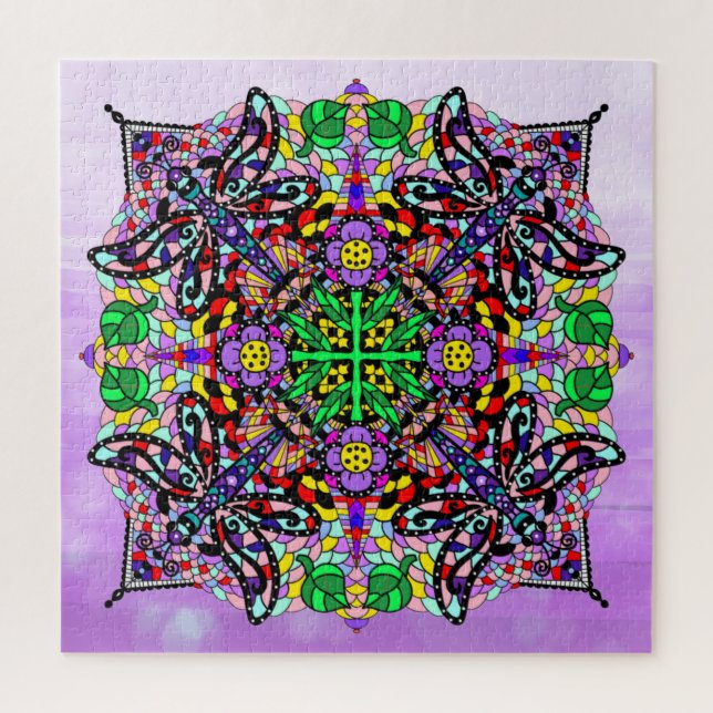 Puzzle Mandala couleur violet dragonfly (Vertical)