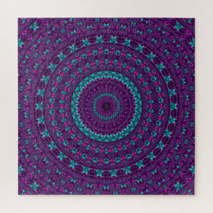 Puzzle Mandala d'art numérique coloré et scintillant de t
