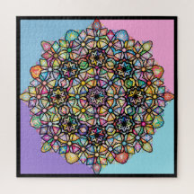 Mandala de grande couleur 4 Carré : bleu