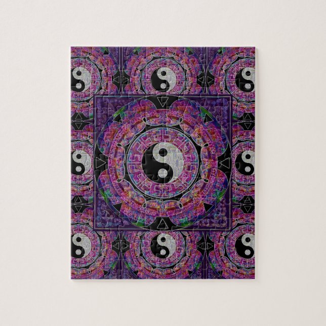Puzzle Mandala de pourpre d'harmonie et d'équilibre (Vertical)