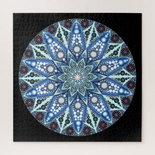 Puzzle Mandala Diamond bleu