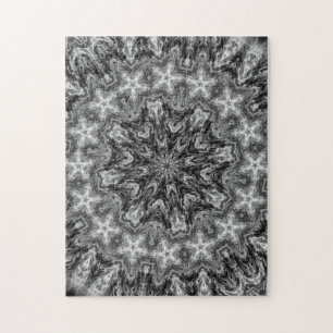 PUZZLE MANDALA GÉOMÉTRIQUE KALÉÏDOSCOPIQUE NOIR ET BL