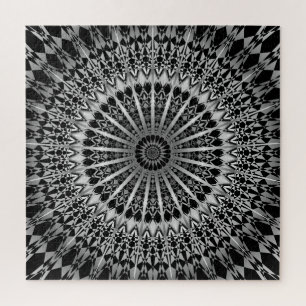 Puzzle Mandala noir argent