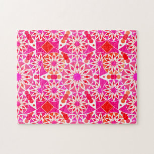 Puzzle Mandala Pattern, Shades of Pink and Coral