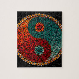 Puzzle Mandala peint à la main de Yin Yang