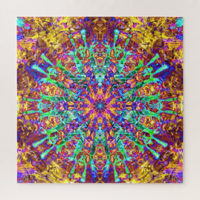 Puzzle Mandala Psychedelic Trippy Hippie Color Splash (Vertical)
