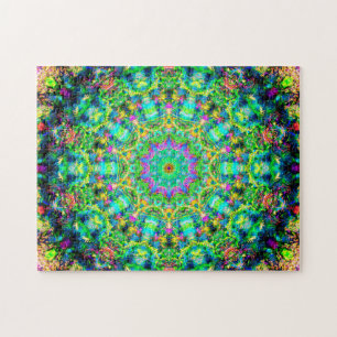 Puzzle Mandala psychédélique fortement coloré