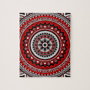Puzzle Mandala rouge et noir