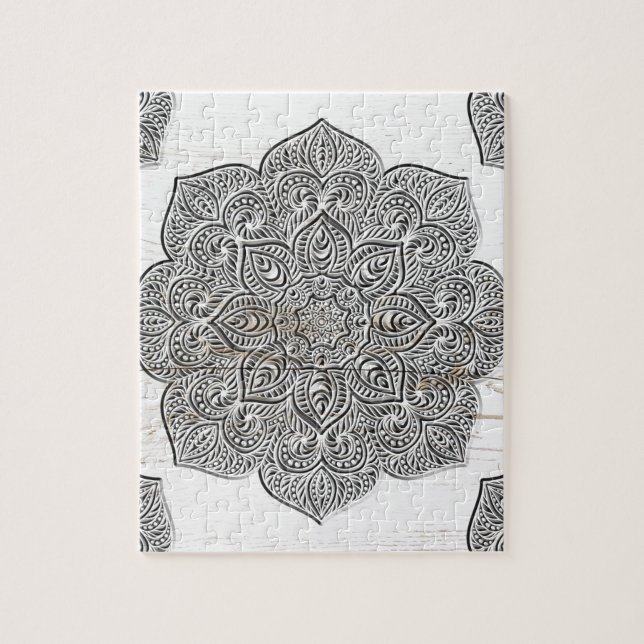 Puzzle Mandala sur le bois blanc (Vertical)