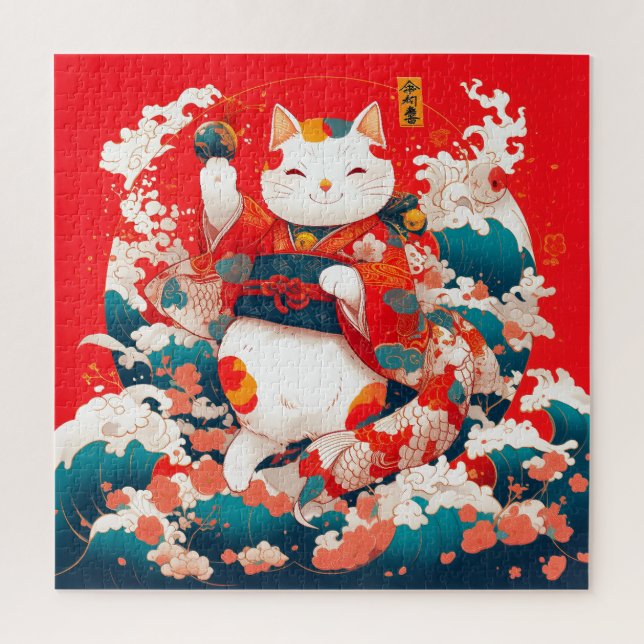 Puzzle Maneki-Neko, Chat japonais chanceux (Vertical)