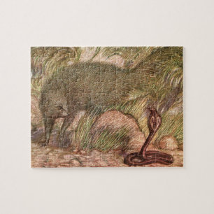 Puzzle Mangouste et Cobra par Sargent, Animal Sauvage Vin