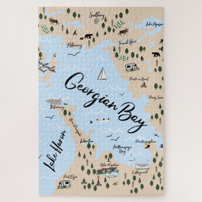 Puzzle Map of Georgian Bay (Vertical)