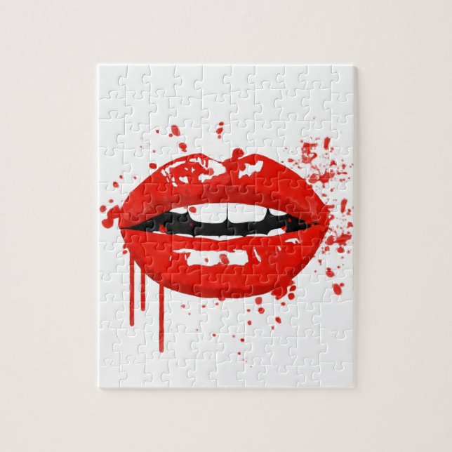 Puzzle Maquillage rouge de mode de beauté de baiser de (Vertical)