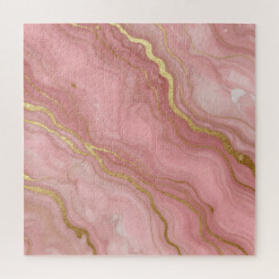 Puzzle Marbre Abstrait Luxueux en Or Rose