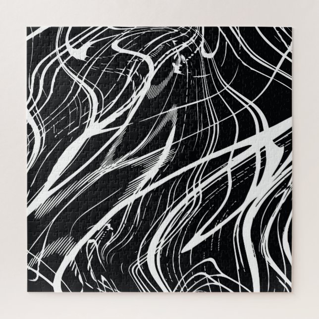 Puzzle Marbre noir blanc : Vintage Abstrait (Vertical)