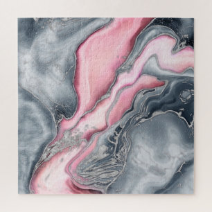 Puzzle Marbre rose clair - rose pastel, gris et argent